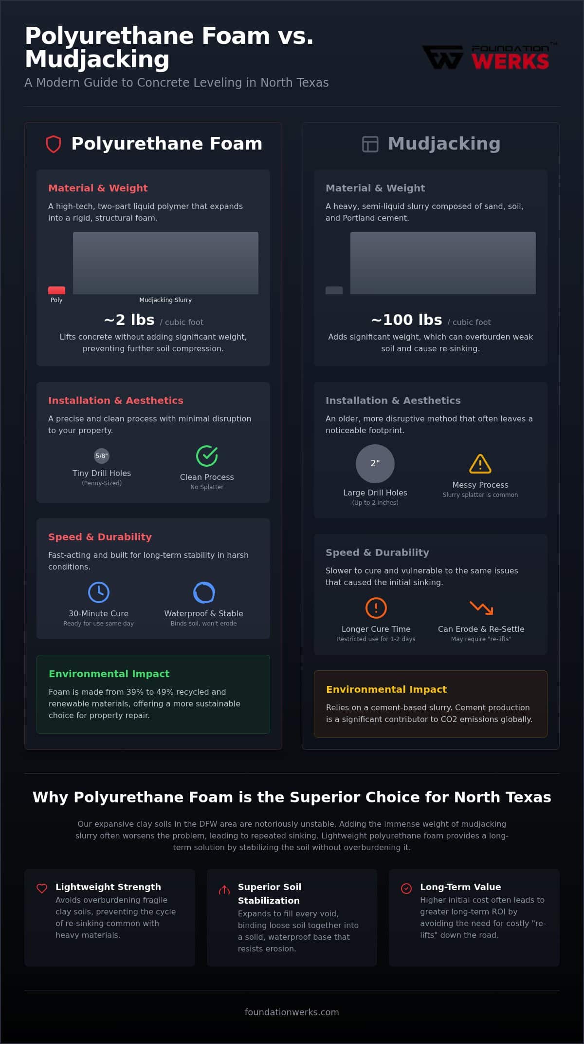 Polyurethane vs Mudjacking: The 2026 Guide to Concrete Leveling in Dallas