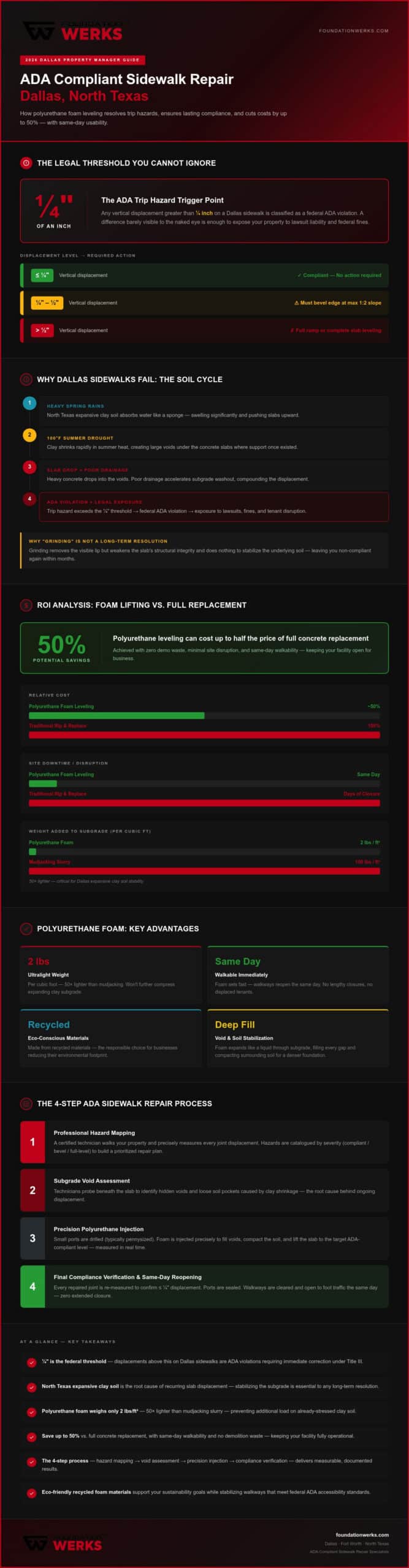 ADA Compliant Sidewalk Repair in Dallas: The 2026 Property Manager’s Guide