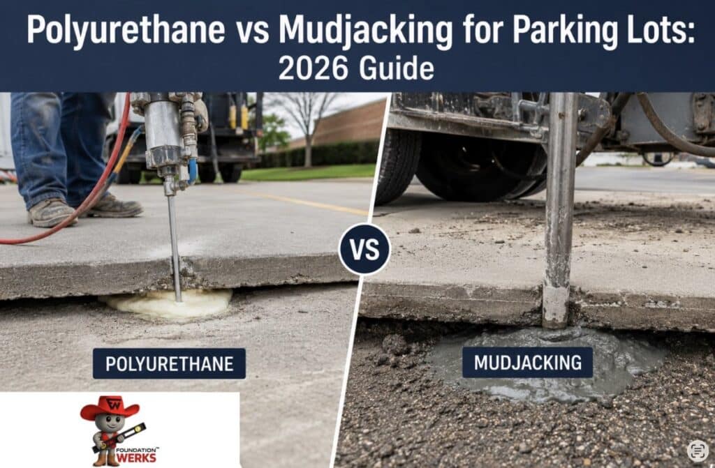 Polyurethane vs Mudjacking for Parking Lots: 2026 Guide