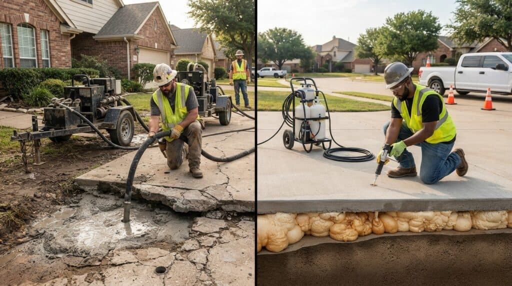 Mudjacking or Foam Lifting: Compare Curing and Traffic Delays